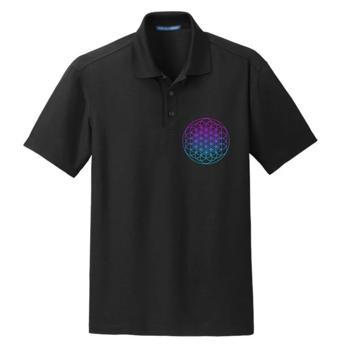 Sacred Geometry Flower Of Life Dry Zone Grid Performance Polo