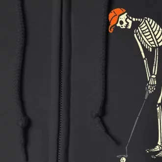 Skeleton Golf Funny Halloween Golfing Sports Golfer Full Zip Hoodie