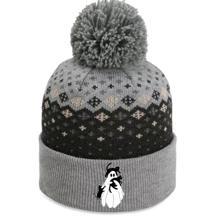 Spooky Ghost Funny Cat Lover The Baniff Cuffed Pom Beanie