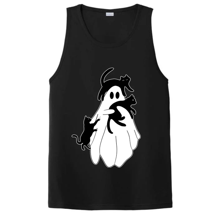 Spooky Ghost Funny Cat Lover Performance Tank