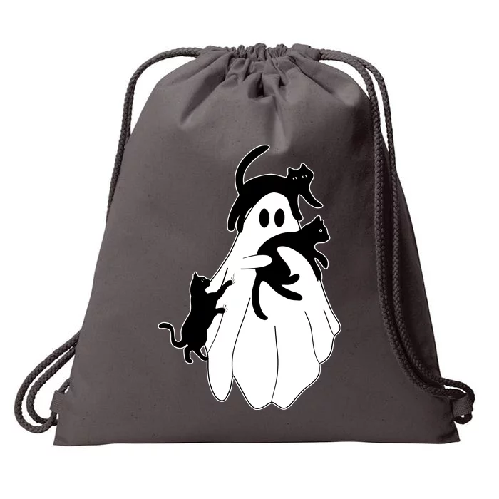 Spooky Ghost Funny Cat Lover Drawstring Bag