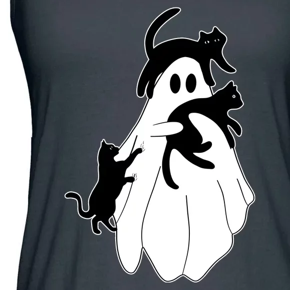 Spooky Ghost Funny Cat Lover Ladies Essential Flowy Tank