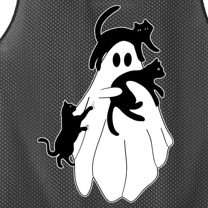 Spooky Ghost Funny Cat Lover Mesh Reversible Basketball Jersey Tank