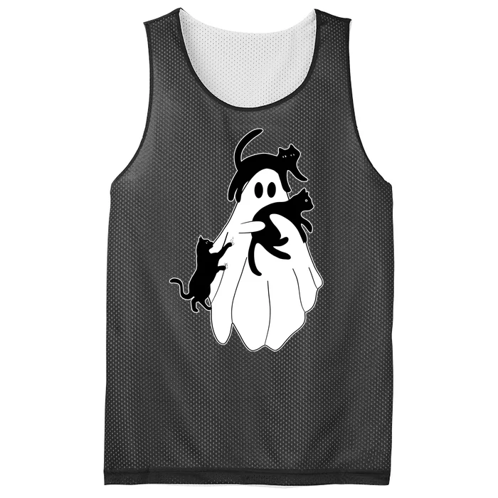 Spooky Ghost Funny Cat Lover Mesh Reversible Basketball Jersey Tank