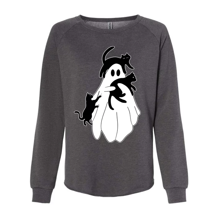 Spooky Ghost Funny Cat Lover Womens California Wash Sweatshirt