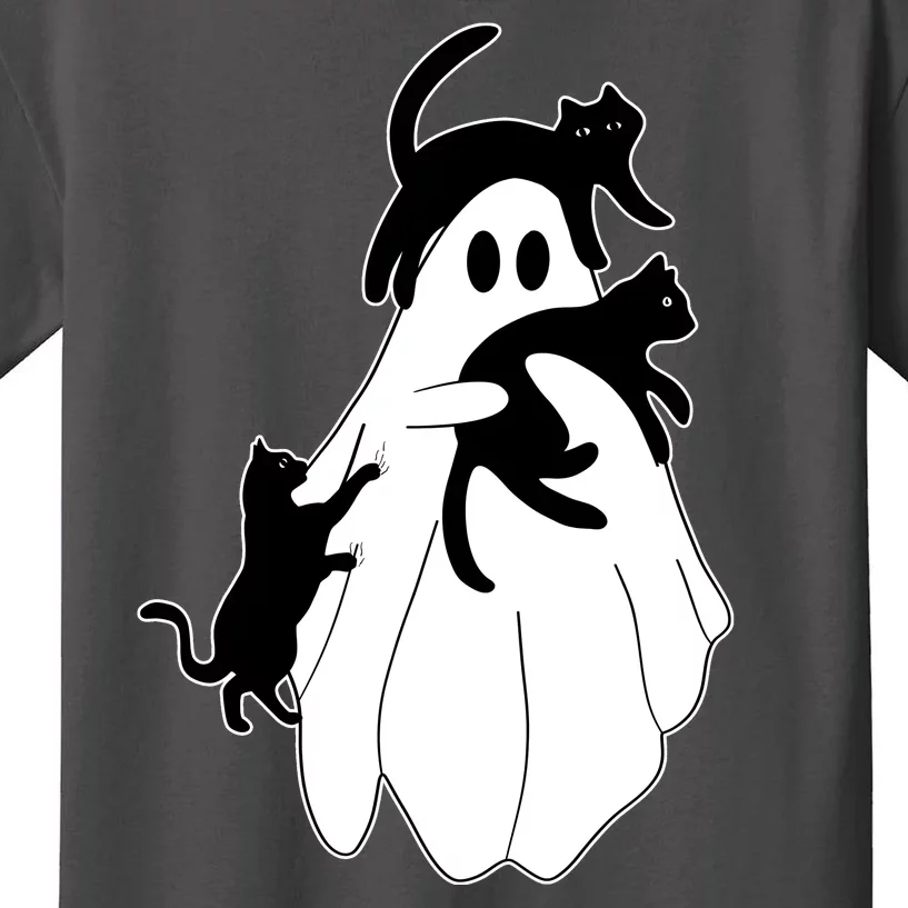 Spooky Ghost Funny Cat Lover Kids T-Shirt