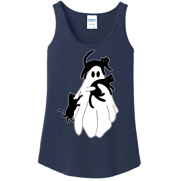 Spooky Ghost Funny Cat Lover Ladies Essential Tank