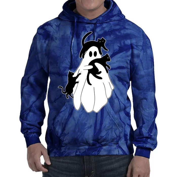 Spooky Ghost Funny Cat Lover Tie Dye Hoodie