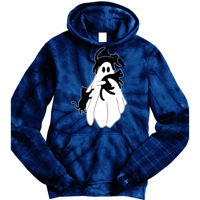 Spooky Ghost Funny Cat Lover Tie Dye Hoodie