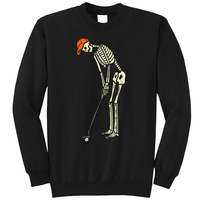 Skeleton Golf Funny Halloween Golfing Sports Tall Sweatshirt