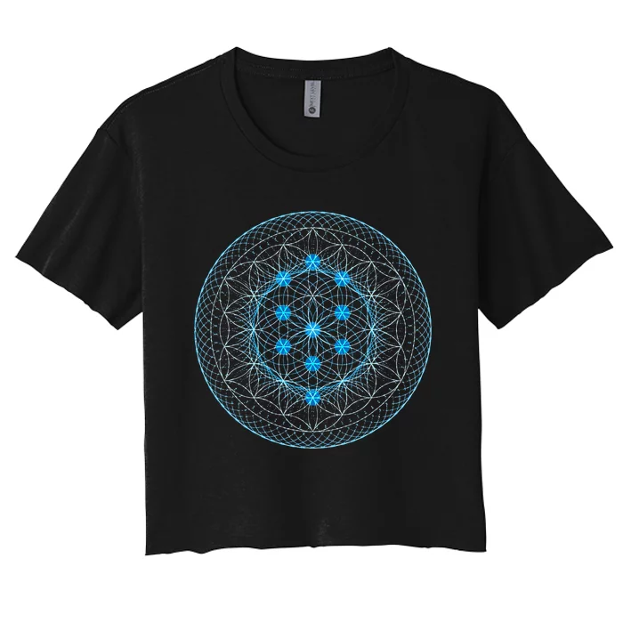 Sacred Geometry Flower Of Life With Kabbalah Women's Crop Top Tee