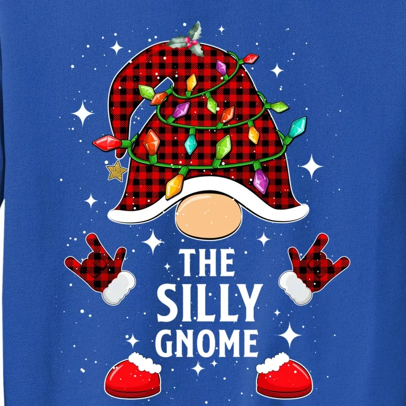 Silly Gnome Family Buffalo Plaid Christmas Light Pajama Cool Gift Sweatshirt