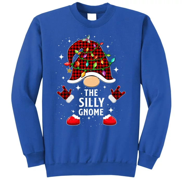 Silly Gnome Family Buffalo Plaid Christmas Light Pajama Cool Gift Sweatshirt