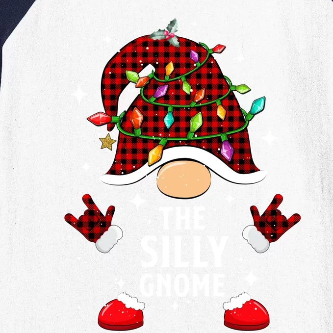 Silly Gnome Family Buffalo Plaid Christmas Light Pajama Cool Gift Baseball Sleeve Shirt