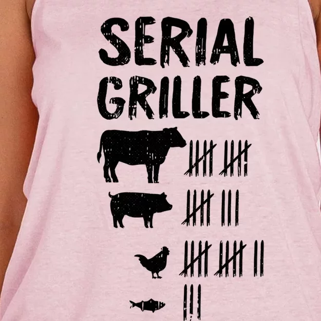 Serial Griller Fathers Day Funny Grilling Grill Bbq Master Great Gift Women's Knotted Racerback Tank