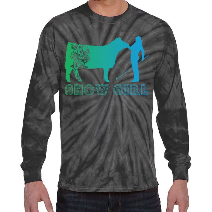 Show Girl Fun Livestock Cattle Showing Tie-Dye Long Sleeve Shirt