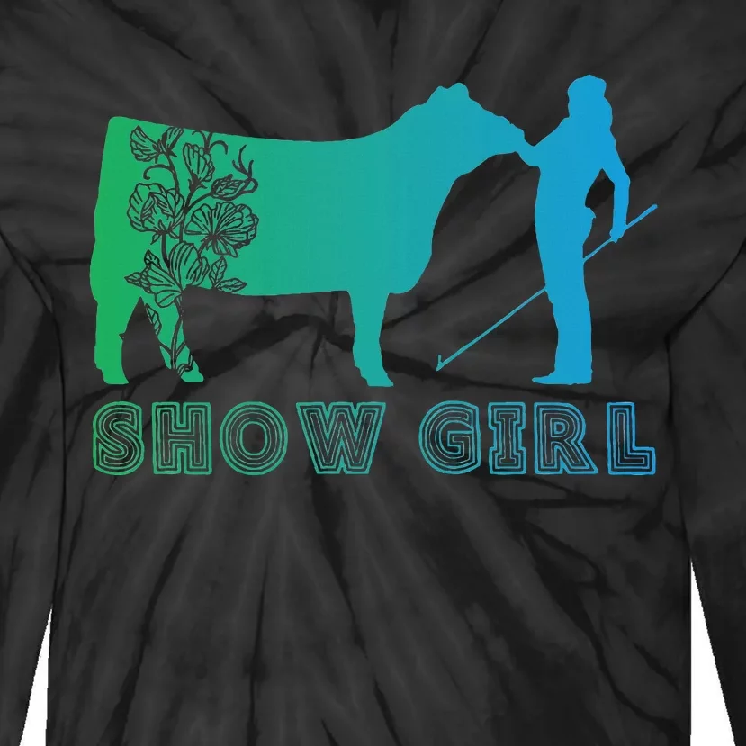 Show Girl Fun Livestock Cattle Showing Tie-Dye Long Sleeve Shirt