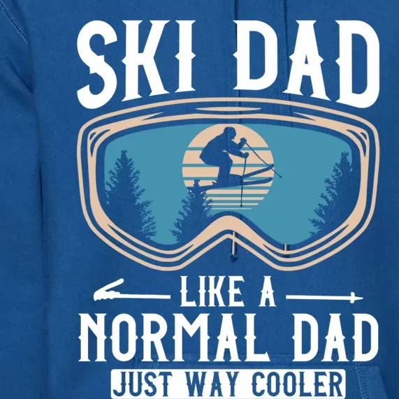 Skiing Gift For Dad Funny Ski Dad Just Cooler Funny Winter Gift Premium Hoodie