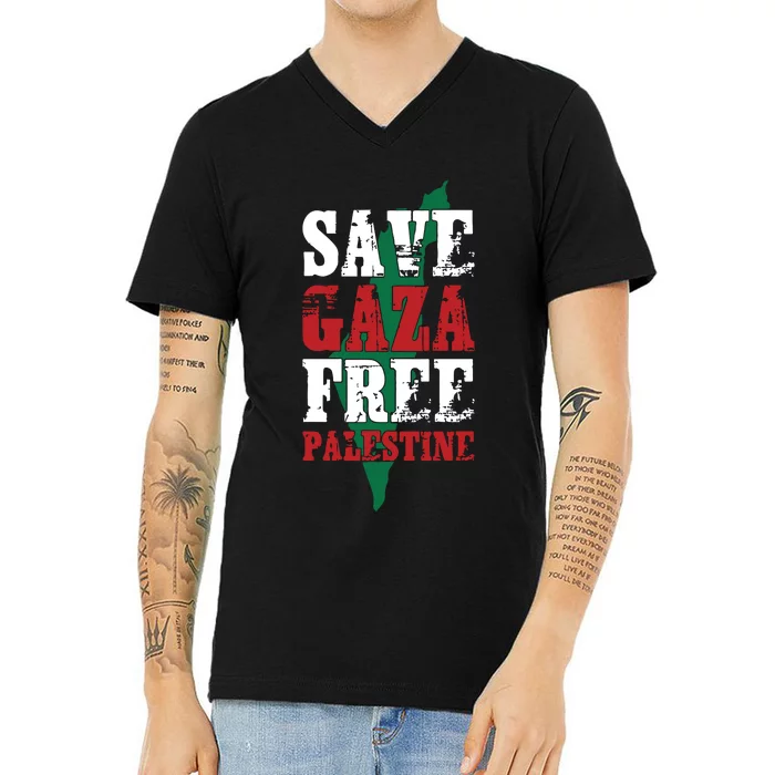 Save Gaza Free Palestine V-Neck T-Shirt