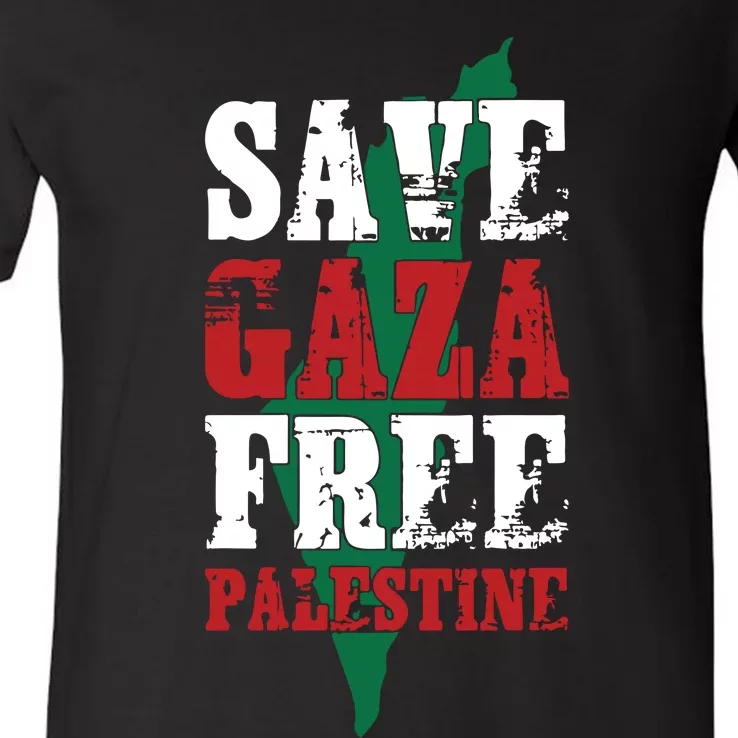 Save Gaza Free Palestine V-Neck T-Shirt