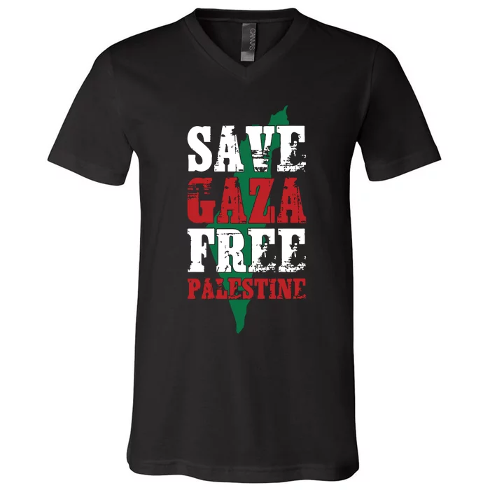 Save Gaza Free Palestine V-Neck T-Shirt