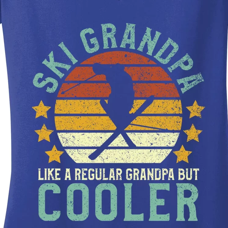 Ski Grandpa Funny Gift Funny Grandfather Skier & Skiing Lover Gift Women's V-Neck T-Shirt