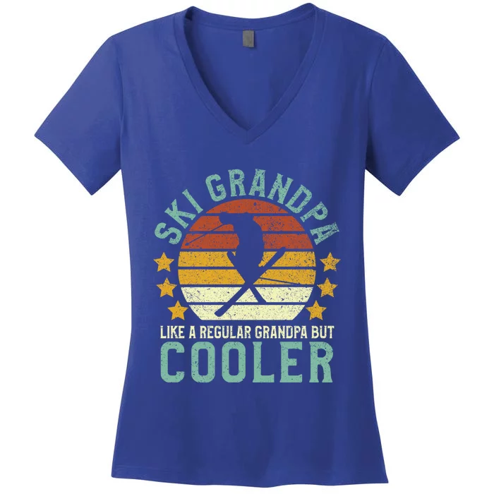 Ski Grandpa Funny Gift Funny Grandfather Skier & Skiing Lover Gift Women's V-Neck T-Shirt