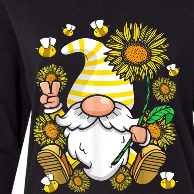 Sunflower Gnome Funny Hippie Gnome Gift Womens Cotton Relaxed Long Sleeve T-Shirt