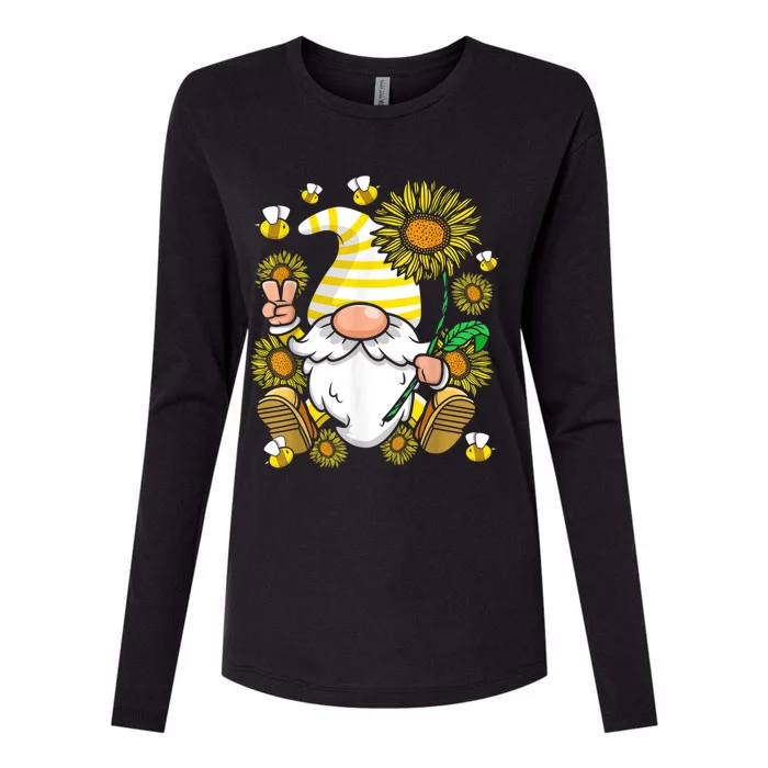 Sunflower Gnome Funny Hippie Gnome Gift Womens Cotton Relaxed Long Sleeve T-Shirt