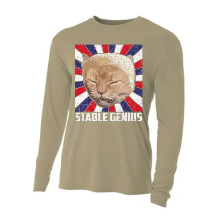 Stable Genius Funny Cat Meme President Cooling Performance Long Sleeve Crew