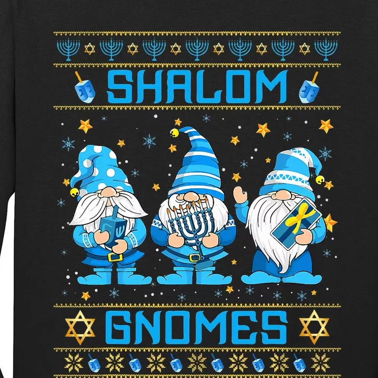 Shalom Gnomes Funny Ugly Hanukkah Sweater Chanukah Tall Long Sleeve T-Shirt