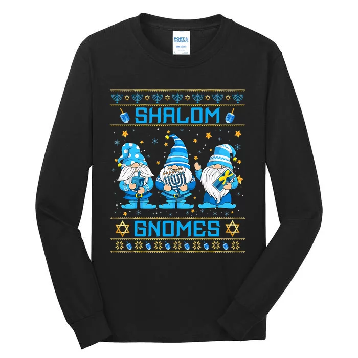 Shalom Gnomes Funny Ugly Hanukkah Sweater Chanukah Tall Long Sleeve T-Shirt