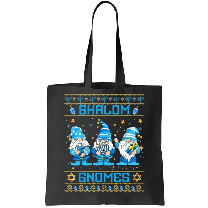 Shalom Gnomes Funny Ugly Hanukkah Sweater Chanukah Tote Bag