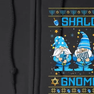 Shalom Gnomes Funny Ugly Hanukkah Sweater Chanukah Full Zip Hoodie