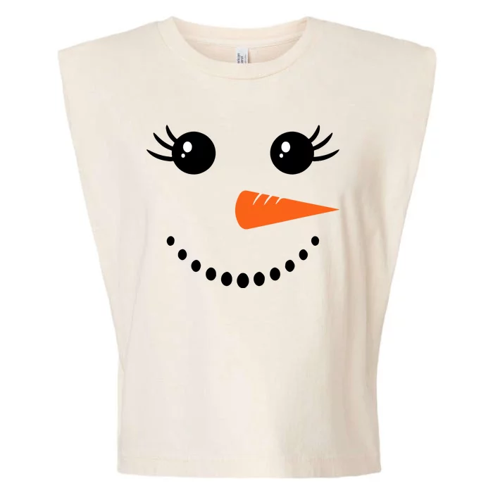 Snowman Girl Face For Girls Christmas Winter Garment-Dyed Women's Muscle Tee