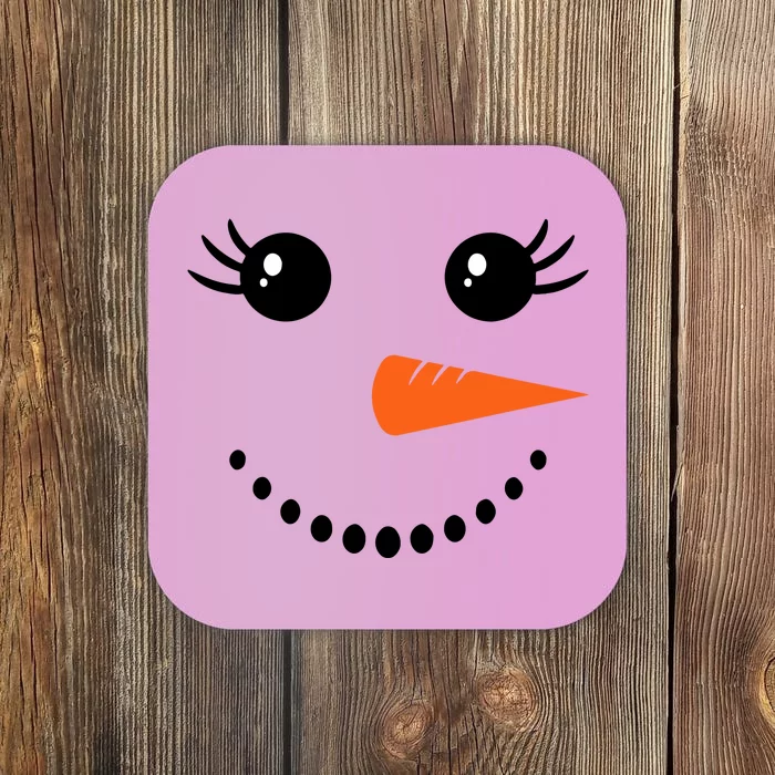 Snowman Girl Face For Girls Christmas Winter Coaster