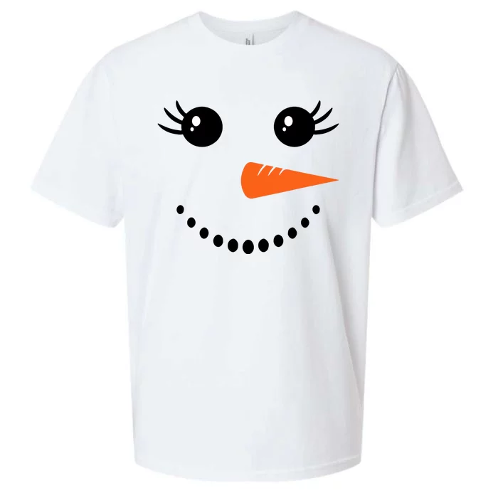 Snowman Girl Face For Girls Christmas Winter Sueded Cloud Jersey T-Shirt