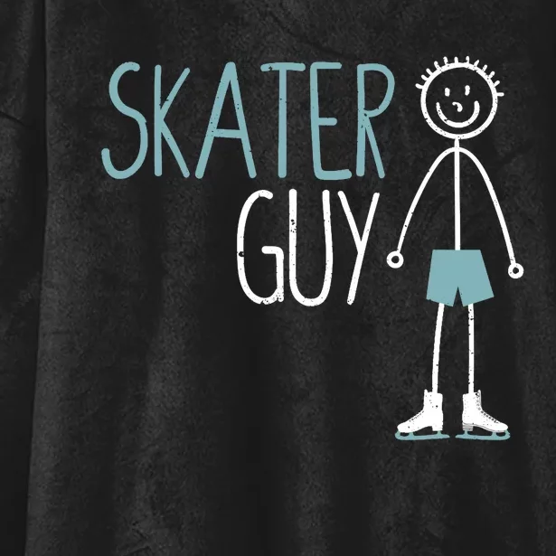 Skater Guy Funny Skates Ice Skating Boy Figure Skaters Hooded Wearable Blanket