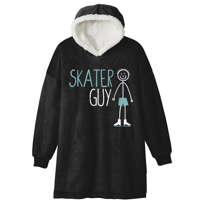 Skater Guy Funny Skates Ice Skating Boy Figure Skaters Hooded Wearable Blanket