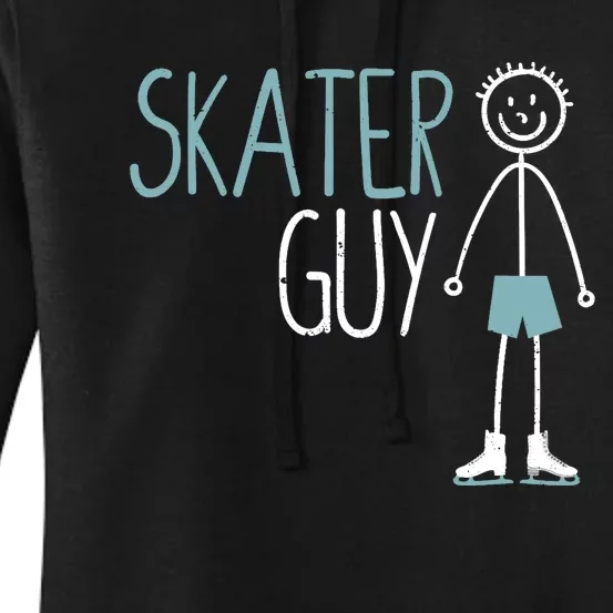 Skater Guy Funny Skates Ice Skating Boy Figure Skaters Women's Pullover Hoodie