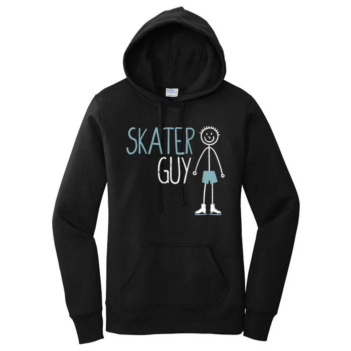 Skater Guy Funny Skates Ice Skating Boy Figure Skaters Women's Pullover Hoodie