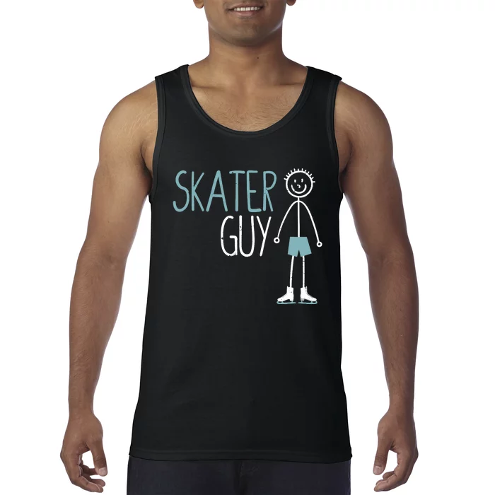 Skater Guy Funny Skates Ice Skating Boy Figure Skaters Tank Top