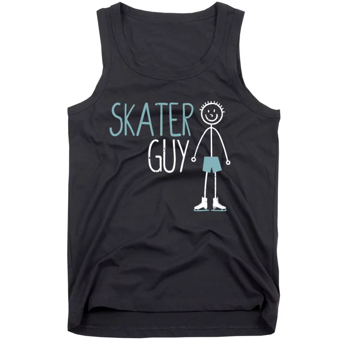 Skater Guy Funny Skates Ice Skating Boy Figure Skaters Tank Top