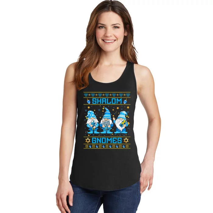 Shalom Gnomes Funny Ugly Hanukkah Sweater Chanukah Ladies Essential Tank