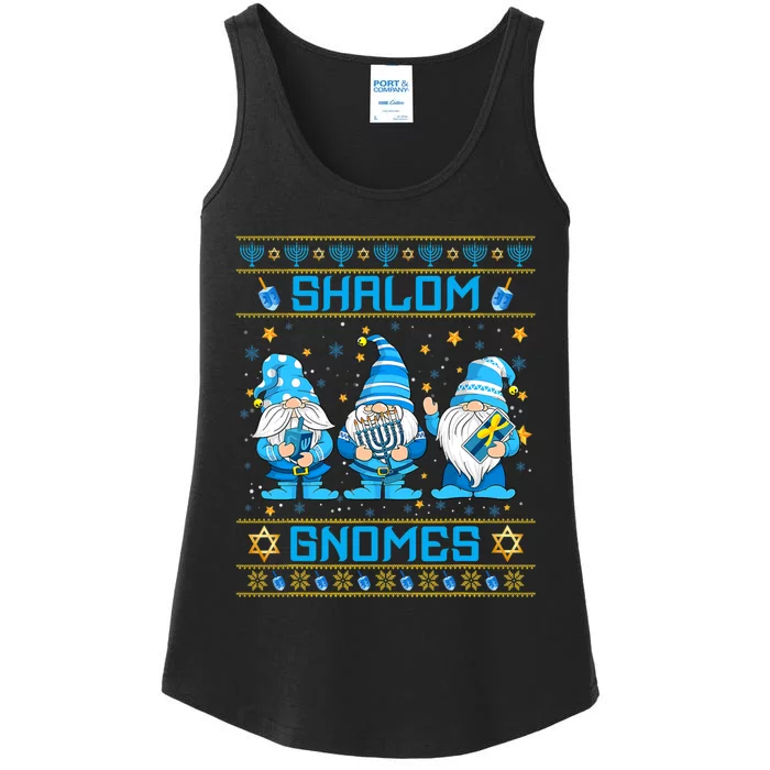 Shalom Gnomes Funny Ugly Hanukkah Sweater Chanukah Ladies Essential Tank