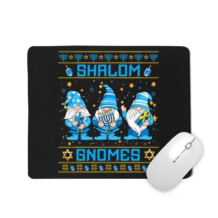 Shalom Gnomes Funny Ugly Hanukkah Sweater Chanukah Mousepad