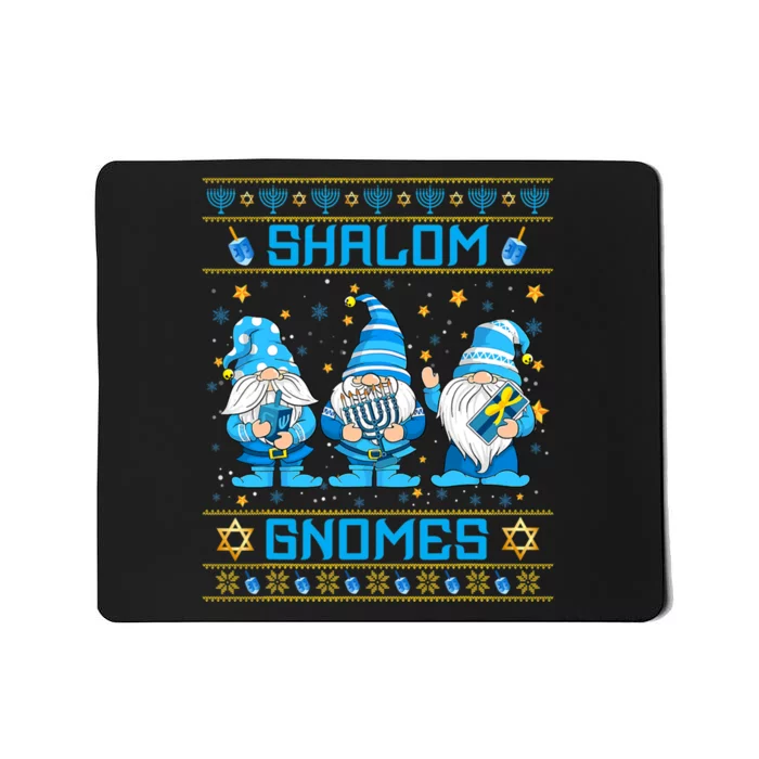 Shalom Gnomes Funny Ugly Hanukkah Sweater Chanukah Mousepad