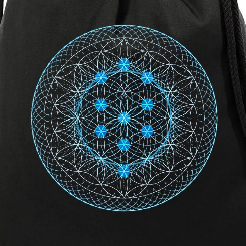 Sacred Geometry Flower Of Life With Kabbalah Tree Drawstring Bag