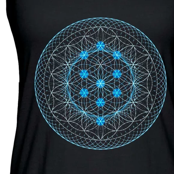 Sacred Geometry Flower Of Life With Kabbalah Tree Ladies Essential Flowy Tank