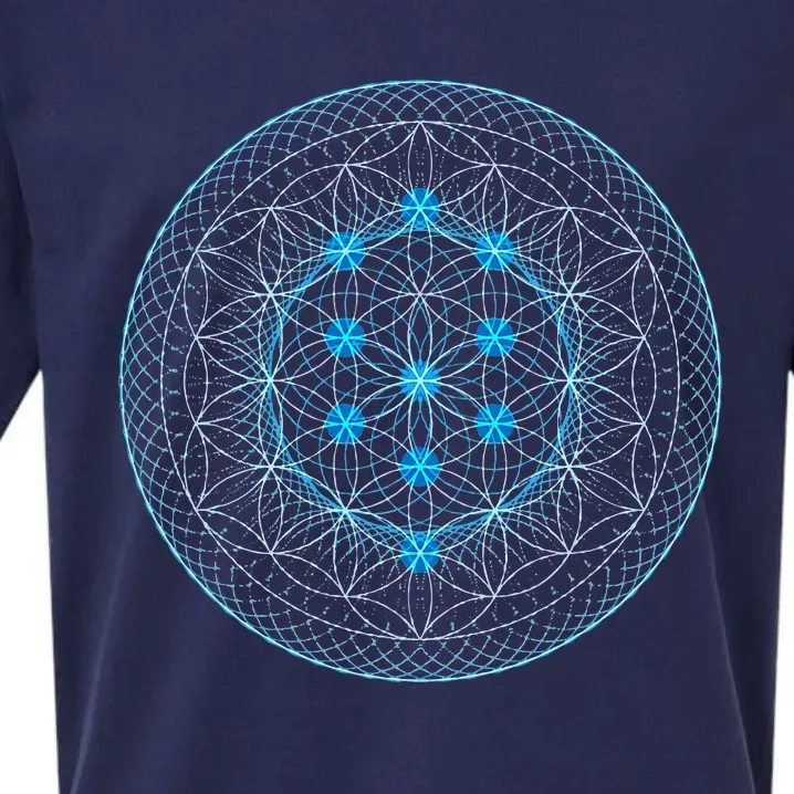 Sacred Geometry Flower Of Life With Kabbalah Tree Sueded Cloud Jersey T-Shirt